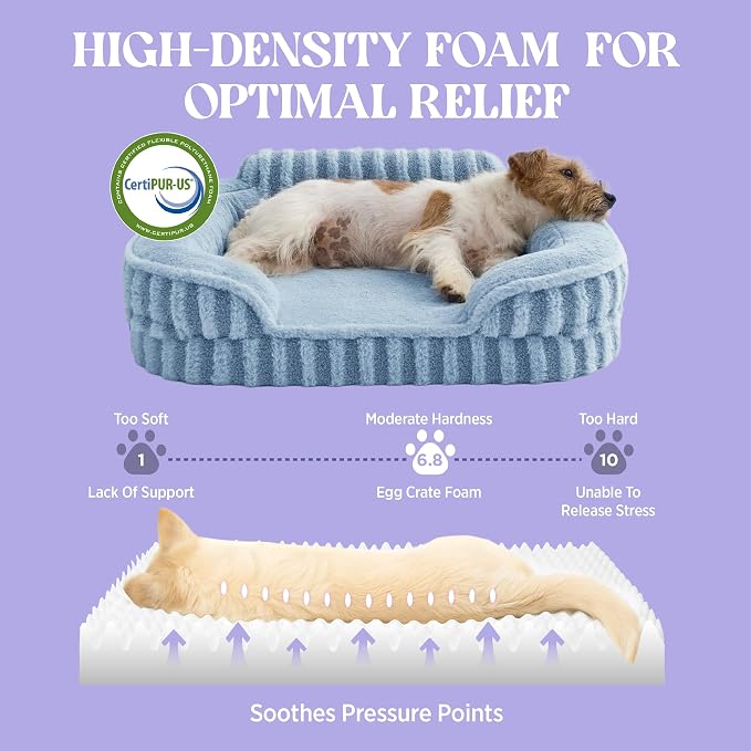 LE SURE Cute Cozy High Back Orthopedic XL Dog Bed with Sides,42" Blue | Waterproof Pet Bed with Sides, Aesthetic Comfy Egg-Crate Foam Pet Couch Sofa, Removable Washable Cover, Non-Slip Bottom