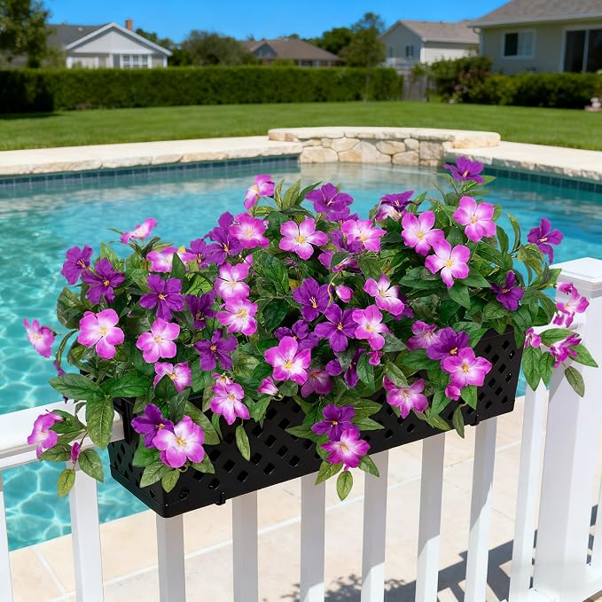 INXUGAO Artificial Hanging Faux Flowers for Outdoors Planters 2PCS Fake Flowers Silk Hibiscus Flowers for Outside Outdoor Faux Hanging Plants UV Resistant Spring Home Front Porch Decoration