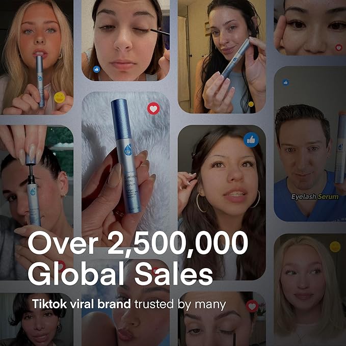 Natural Eyelash Serum with Eyebrow Serum Set - Boost Eyelash Growth Enhancer for Longer, Thicker, Fuller-Looking Lashes and Brows - Gentle & Effective Formular [3 mL + 5mL]