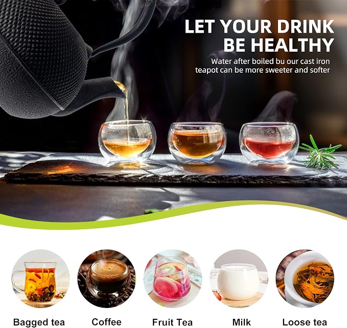 suyika Japanese Tetsubin Tea Kettle Cast Iron Teapot with Stainless Steel Infuser 60 oz/1800 ml