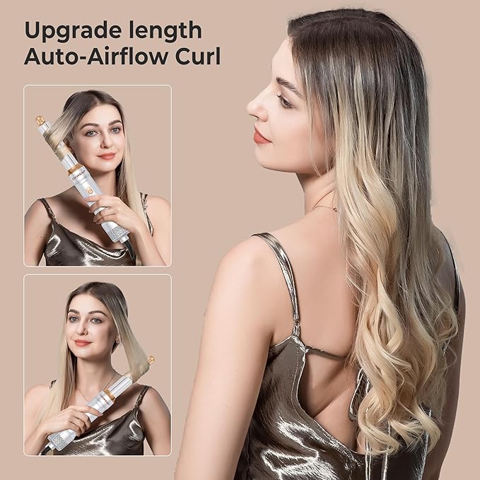 6 in ONE Blow Dryer Brush,Air Curling Iron Round Brush Blow Dryer 800W,Ionic Hair Dryer Brush for Women, Hot Air Brush Hair Styling Tools 100-120V