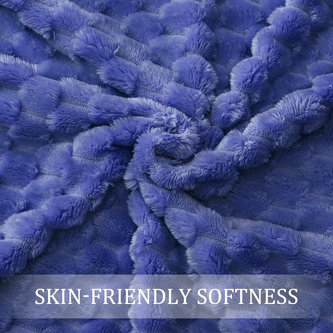 Exclusivo Mezcla 3D Fleece Twin Size Blanket for Bed, Cobalt Blue | Extra Soft Fuzzy Plush Lightweight Bed Blankets, Cozy Fluffy Decorative Blankets for All Seasons, 60x80 Inches