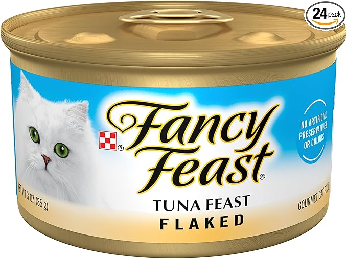 Purina Fancy Feast Wet Cat Food Flaked Tuna Feast - (Pack of 24) 3 oz. Cans