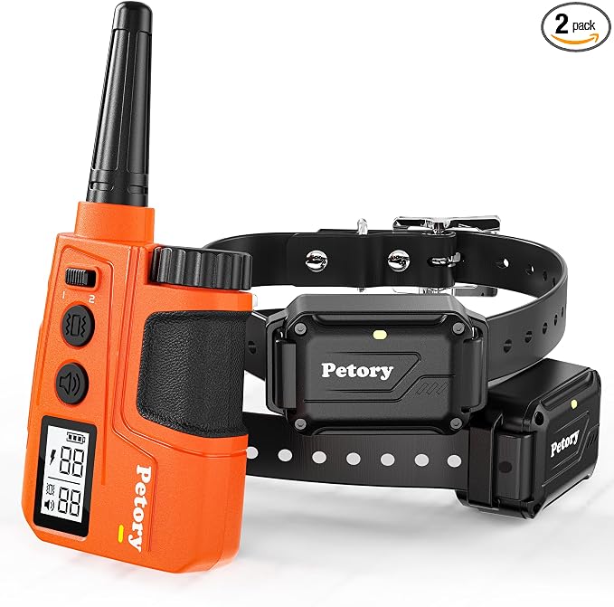Petory Dog Training Collar with 2 Collars - 4000FT Training Collar with Remote, IPX7 Waterproof Electric Dog Collar with 4 Training Modes,Rechargeable e Collar for 15-120lbs Medium Large Dogs