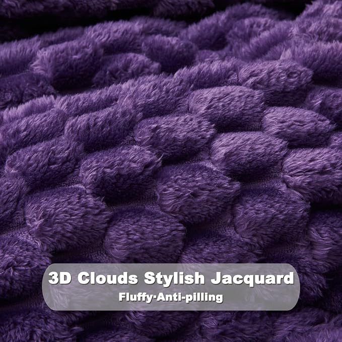 NEWCOSPLAY Fleece Clouds Cozy Throw Blanket for Couch, Purple, 50"x60" | Premium Silky Flannel Blanket, Soft Lightweight Fluffy Throw Blanket for Bed Sofa Decor, Gift for All Season Use