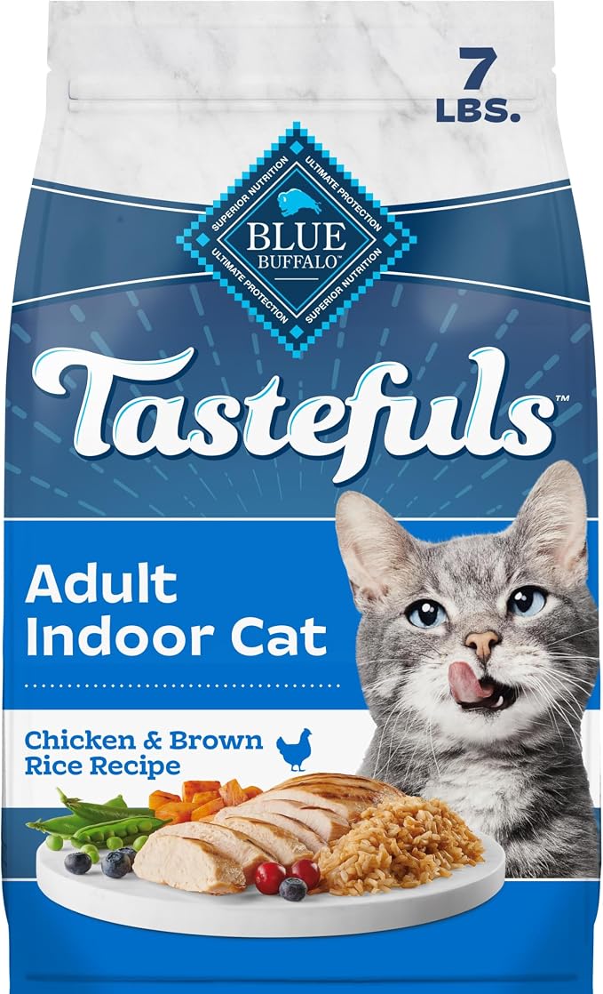 Blue Buffalo Tastefuls Chicken Adult Indoor Dry Cat Food, 7 lb | Chicken & Brown Rice Recipe, Antioxidant-Rich LifeSource Bits, No Corn, Wheat, or Soy