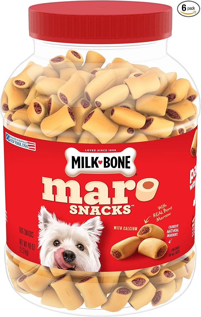 Milk-Bone MaroSnacks Small Dog Treats with Bone Marrow, 40 Ounce Container (Pack of 6)