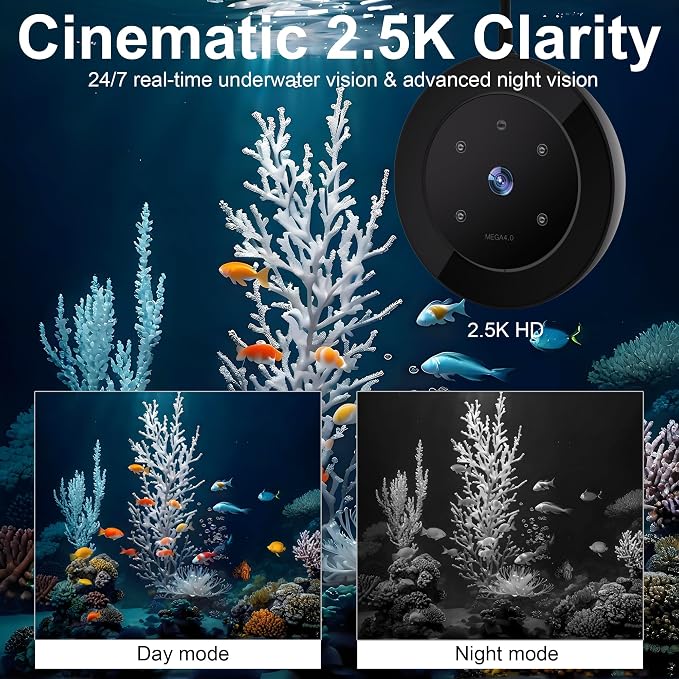 WiFi Automatic Fish Feeder with 2.5K Camera, 2.4/5G Smart App Remote Control, Vacation Feeding Timer, Precision Fish Food Dispenser, 230ML Moisture-Proof Aquatic Pet Feeder for 10+ Gallon Tank