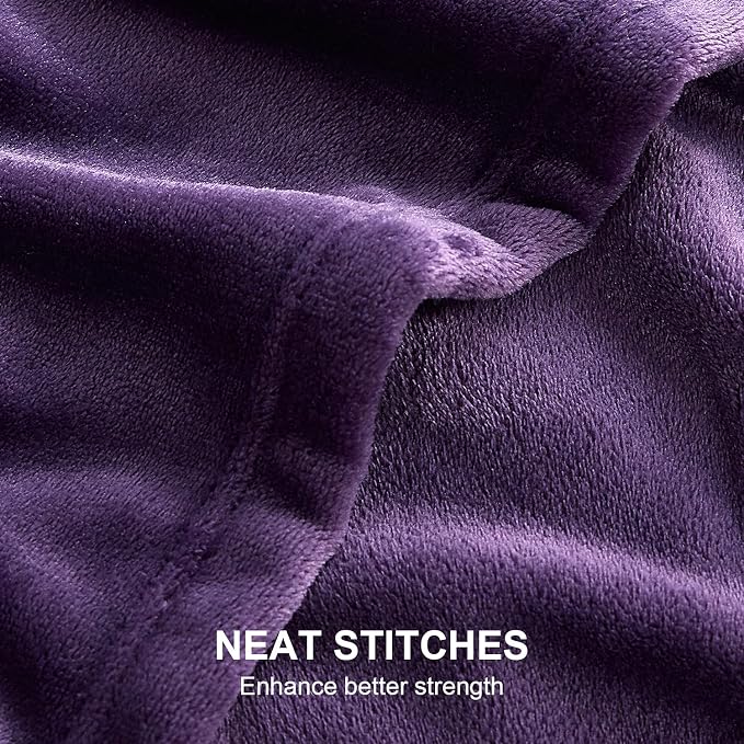 Hansleep Throw XL Purple Fleece Blanket, Soft Flannel Bed Blanket | Fuzzy Cozy Blanket 50x70 Inches, Multi-use for Bed, Sofa, Couch, Travel, Camping, All Season Warm Lightweight Cover