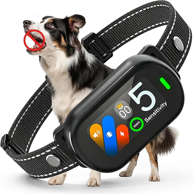 Dog Bark Collar for Large Medium Small Dogs, Smart Anti Bark Collar with Beep & Vibration, 5 Training Modes, 5 Adjustable Sensitivity, IP67 Waterproof, Rechargeable Barking Collar, 300mAh Battery
