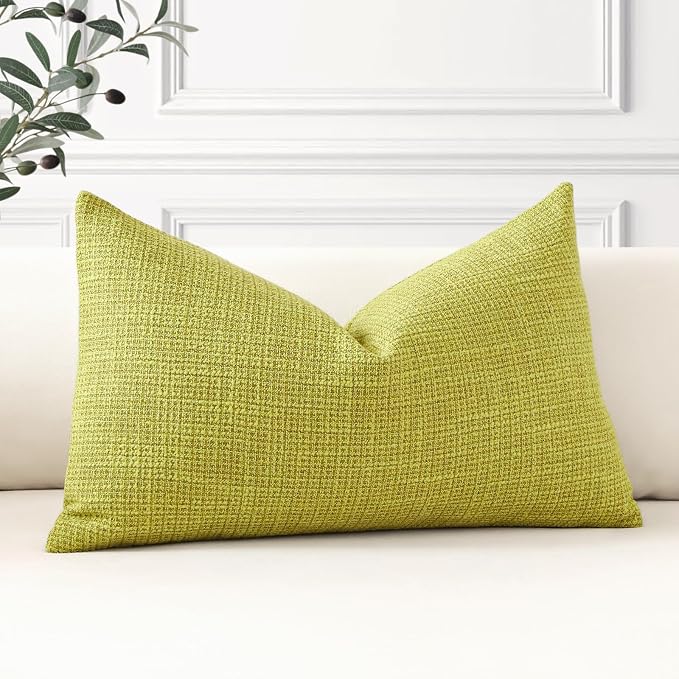 OTOSTAR Linen Throw Pillow Cover Set of 1 Decorative Lumbar Pillowcases Cushion Covers 16x24 Inch for Home Decor Sofa Bedroom Car 40 x 60CM Sage Green