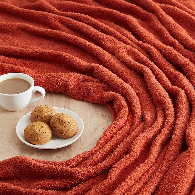 Knit Fall Throw Blanket for Couch Orange-Super Soft Lightweight Plush Fuzzy Fluffy Cozy Blankets and Throws for Sofa Bed, 50x60 inches