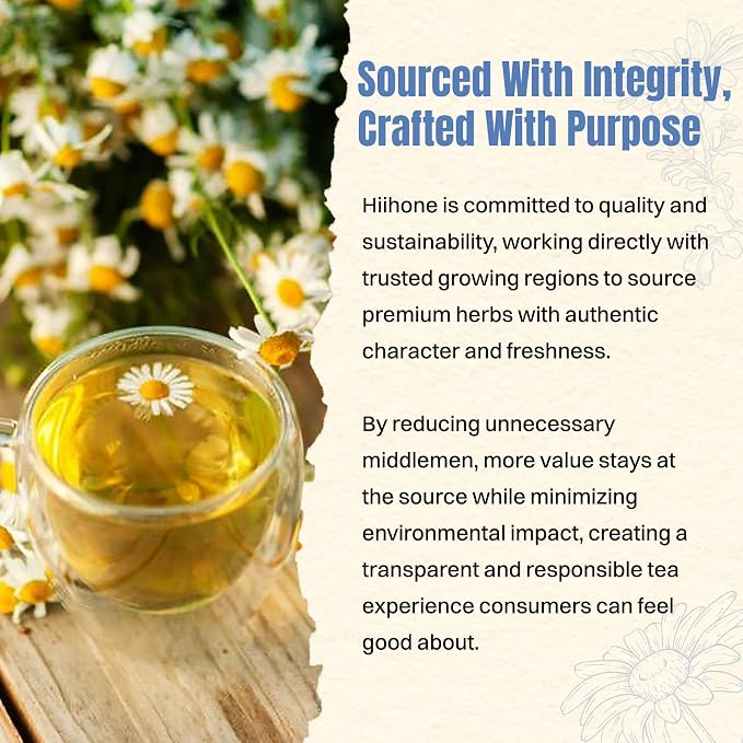 Hiihone Chamomile Tea Bags 120 Count – Pure Chamomile Herbal Tea, Caffeine-Free, Supports Relaxation & Stress Relief, Premium Floral Chamomile, Non-GMO Natural Herbal Tea