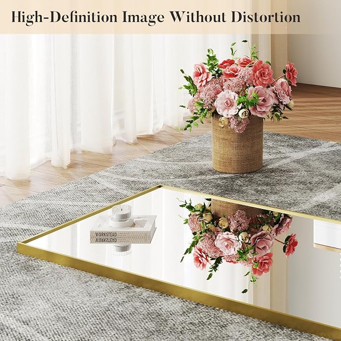DUMOS 63"x20" Full Length Floor Mirror, Full Body Mirror | Free Standing or Wall Mount, Nano Glass Aluminum Frame, Hanging or Leaning, Modern Simple Home Decor, Gold