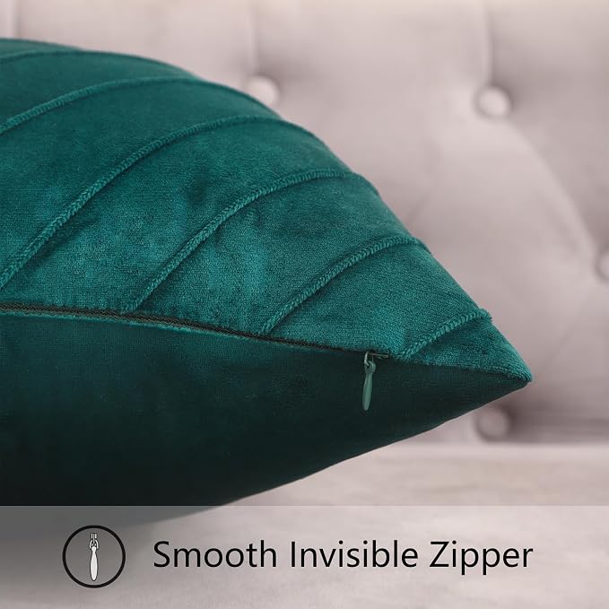 Velvet Throw Pillow Covers 26x26 Pack of 2 Gold Decor Peacock Blue | Soft Solid Pillow Covers,Modern Luxury Home Decor,for Couch Chair Sofa Bedroom Livingroom,Hidden Zipper,Ideal Gift,Easy Care