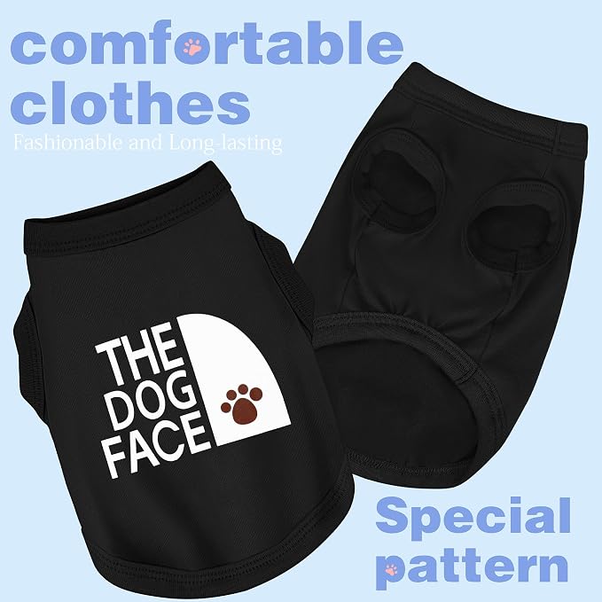Personality Canine Attire: Soft, Lightweight Cotton Dog Clothes with 'The Dog Face' Print. Small and Medium Breeds, Perfect for Everyday Wear, Comfortable and Breathable Pet Shirt Dark Blue 3XL