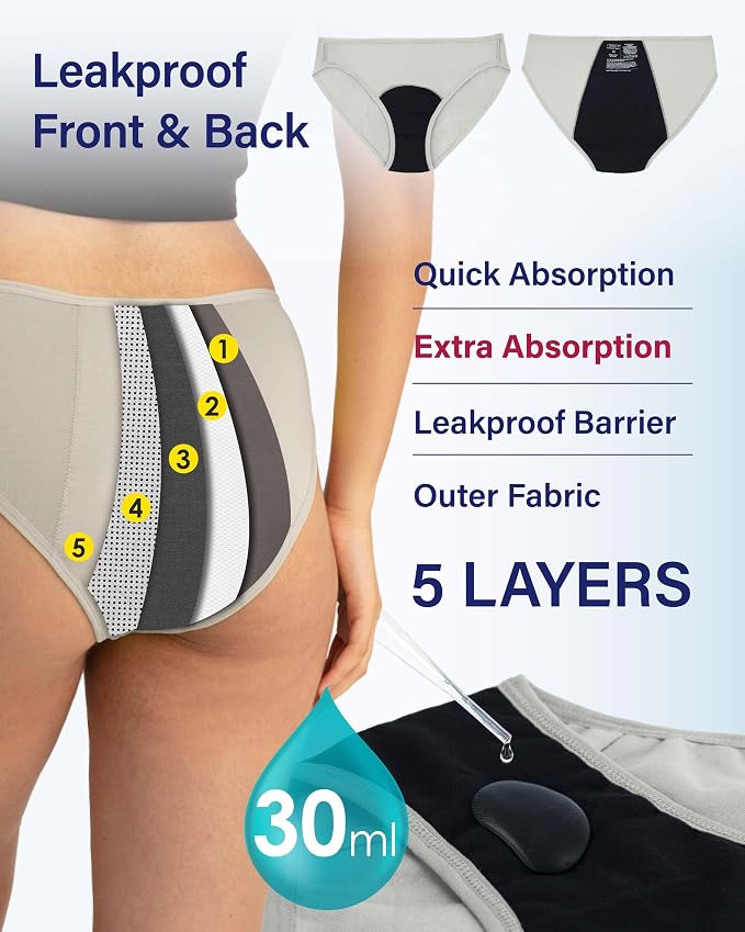 Neione Period Underwear Menstrual Panties Comfortable Modal Bikini Cheeky Briefs for Women Girls