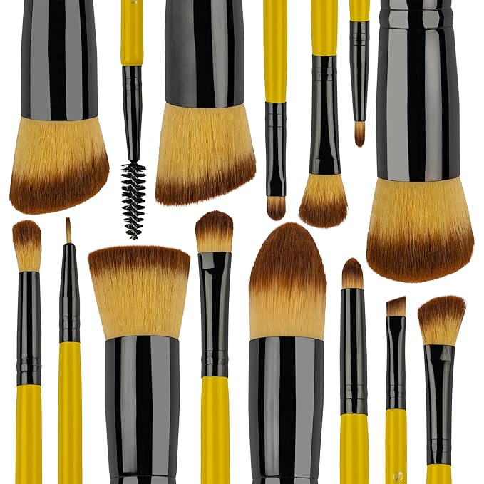 SHANY14 Piece Makeup Brush Set – Elite Cosmetics Brush Collection - Complete Kabuki, Eyes, Face, powder, foundation Makeup Brush Set - Canary