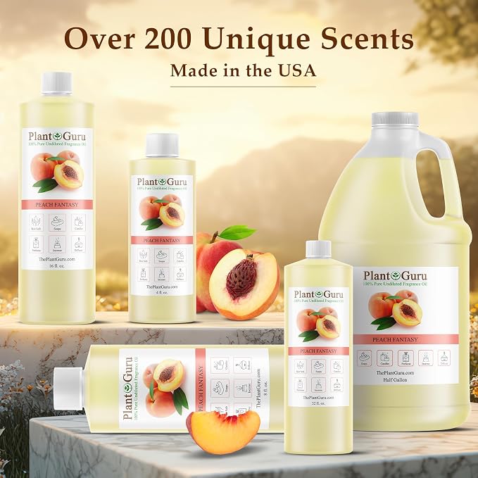 Peach Fantasy Fragrance Oil 8 fl. oz. Scented Oil for DIY Soap Making, Candles, Bath Bombs, Body Butters. Used in Aromatherapy Diffusers, Burners and Warmers. Add to Lotions and Creams.