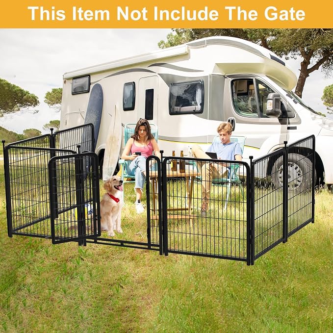 Getlay Garden Fence 40 Inch 14 Panels Without Gate, Total 31 Ft(L) Garden Fence for Yard and Dog, Black Dog Pen Wide Door, Metal Dog Pen Heavy Duty Pet Puppy Exercise Pen for Rv Camping