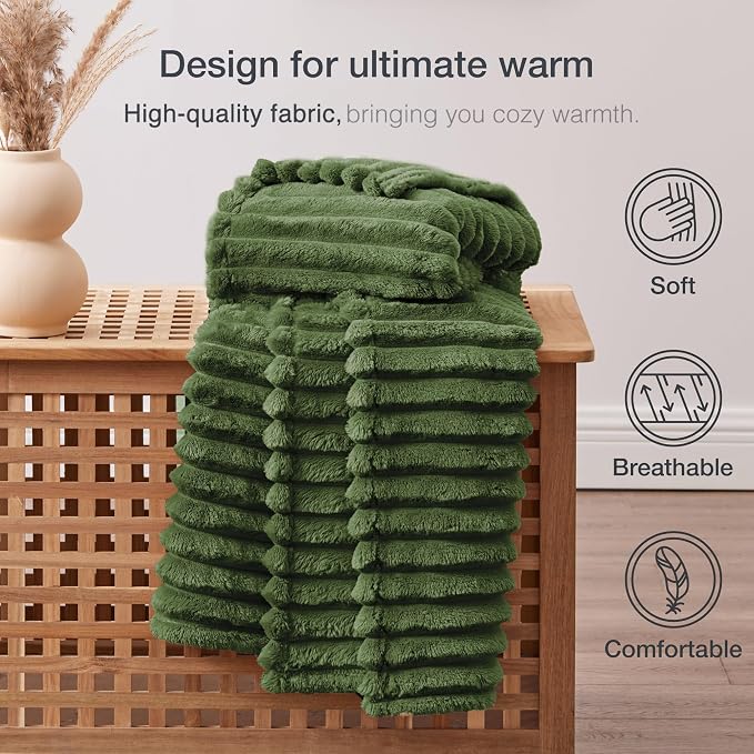 EXQ Home Gentle Soft Fleece Throw Blanket – Cozy Lightweight Blanket for Couch Bed – All-Season Warm Fuzzy Flannel Blanket for Women Mom Her – Gifts for Birthday(60"x80",Olive Green)