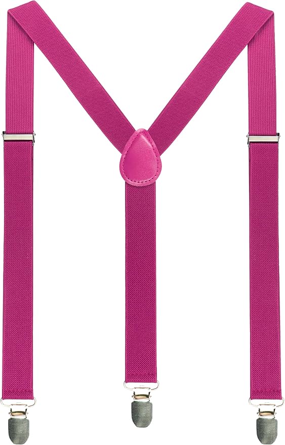 JEMYGINS Solid Color Mens Suspender with 3 Strong Clips Adjustable Braces