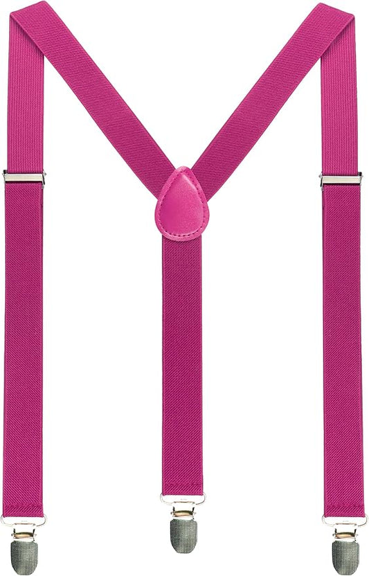 JEMYGINS Solid Color Mens Suspender with 3 Strong Clips Adjustable Braces