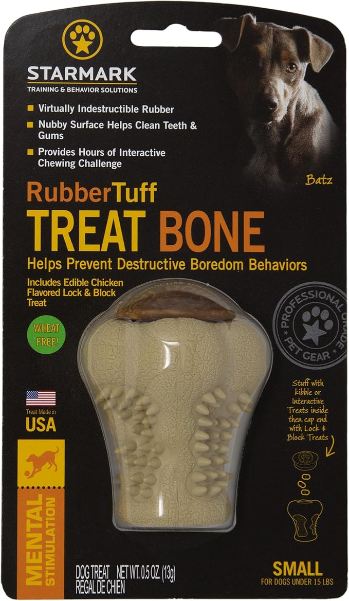Starmark RubberTuff Treat Bone Small Dog Toy