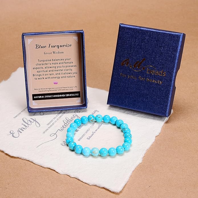 AD Beads Handmade Gemstone Stretch Elastic Bracelet Crystal Healing Reiki Nature's Beauty and Spiritual Essence Unisex