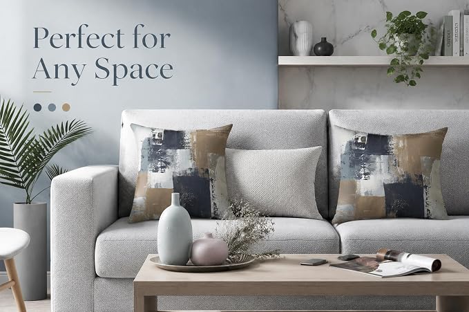 Brown Grey Abstract Throw Pillow Covers 18x18 Set of 4 | Brown, Grey & Taupe Modern‑Art Cushion Cases, neutral aesthetic pillowcases for sofa, bedroom & chair