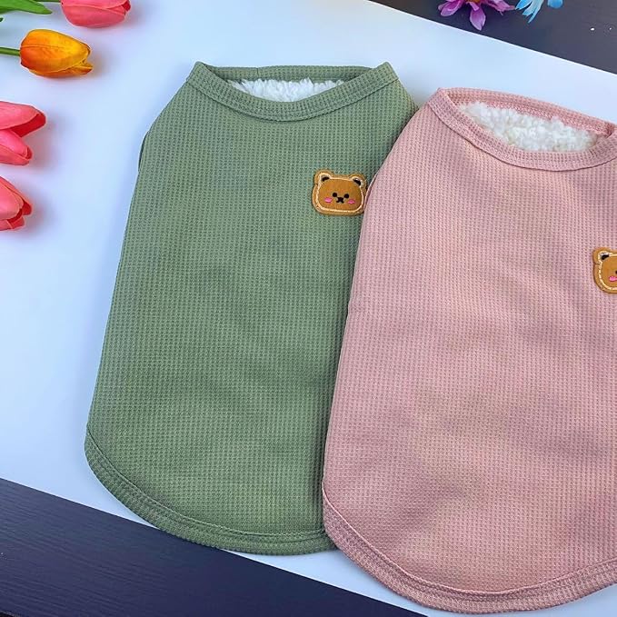 Fleece Cotton Cats & Dogs T-Shirts: Soft, Breathable & Stretchy Winter Vests for Medium & Small Dogs