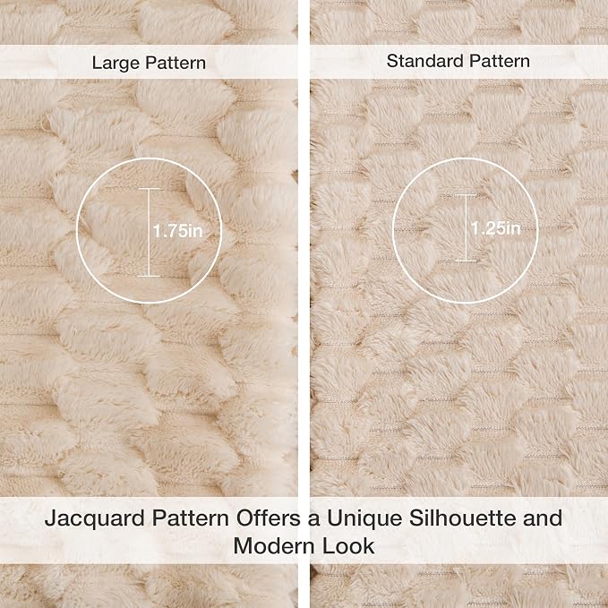EXQ Home Fleece Throw Blanket for Couch and Bed, 3D Imitation Large Turtle Shell Jacquard Decorative Blankets, Plush Lightweight Fuzzy Flannel Blanket Suitable for All Seasons (50"×60",Beige)