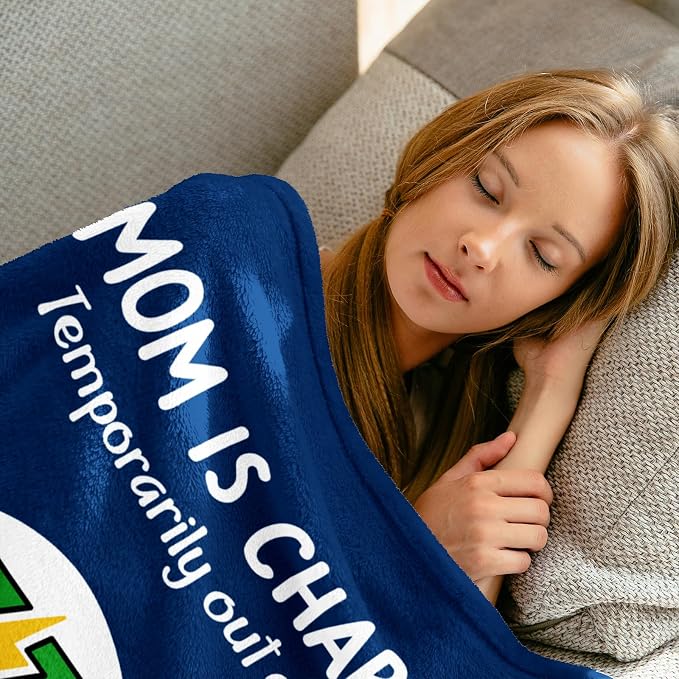Craftique Mom Birthday Gifts, Funny Gifts for Mom- Mom's Charging Blanket | Mom Gifts for Women from Daughter Son Husband, Super Soft Blanket Throw for Napping Travel, 60”×50”