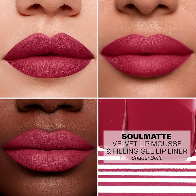 MORPHE Soulmatte Gel Lip Liner - Creamy Lip Pencil with a Matte Formula - Precision Contour Pencil with Sweet Almond & Tea Seed Oil for Long-Lasting Definition - Bella (0.007 oz) (Pack of 2)
