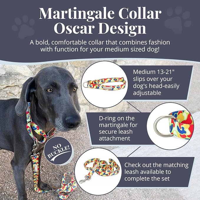 Lucky Love Dog Martingale Collar for Medium Dogs No Slip – Oscar, Medium