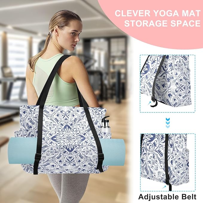 MCHIVER Yoga Bag for Women Men Large Yoga Mat Bag with Adjustable Strap Workout Bags Totes for Pilates Yoga Travel