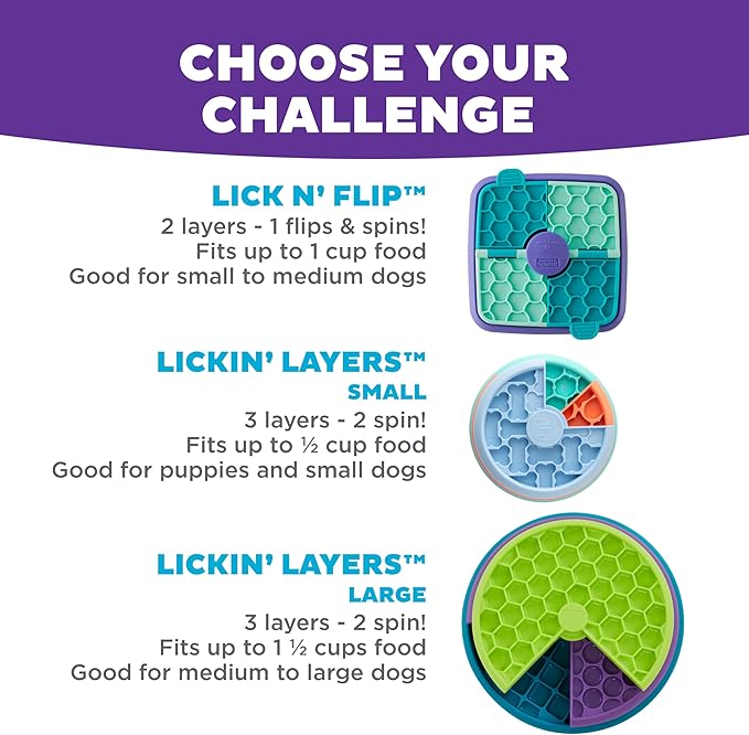 Outward Hound Nina Ottosson Lickin’ Layers 3-in-1 Dog Toy Treat Puzzle, 10" | Level 2 Intermediate, Interactive Slow Feeder, Lick Mat, Puzzle, Holds 2 Cups Food, Non-Slip Base, Enrichment, Dogs & Puppies