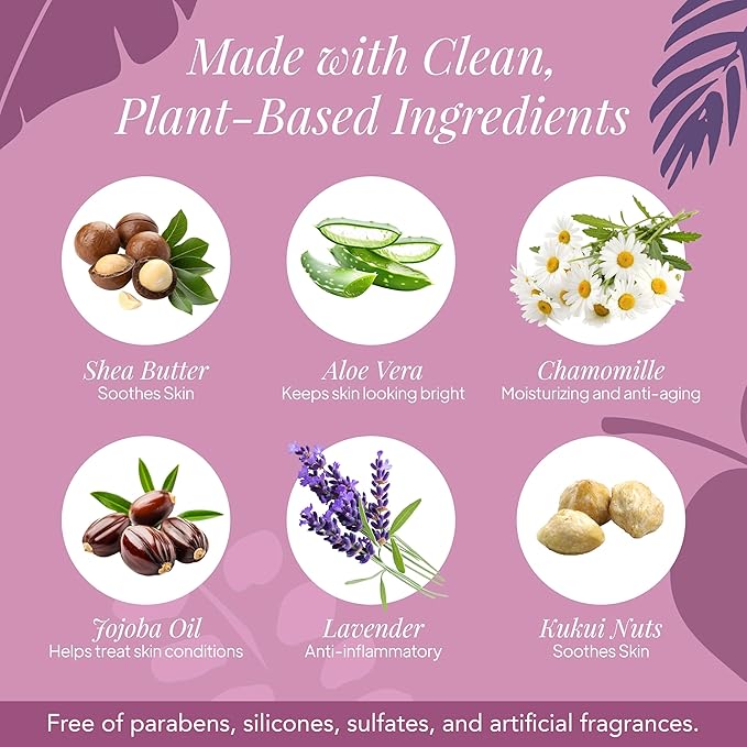 Saavy Naturals Deeply Hydrating Body Cream for Dry Skin – Nourishing Shea Butter, Plant-Based & Sustainably Sourced – Lavender Chamomile – 8.5 fl oz, 2 pack
