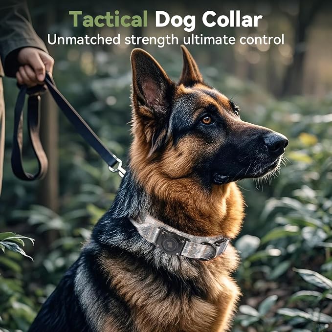 2026 Upgrade Waterproof Tactical AirTag Dog Collar, Built in AirTag Holder | Comfortable Control Handle, Quick Release Metal Buckle, Durable 1000D Nylon, For Medium to Large Dogs, Digital camo, XL