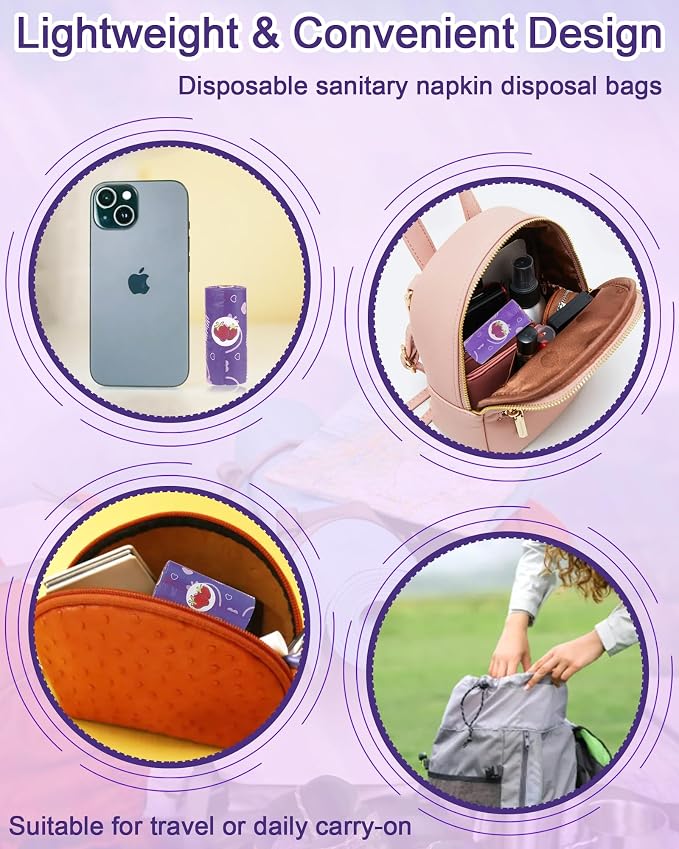 150 Pcs Sanitary Napkin Disposal Bags, ArtCute Mini Disposable Sanitary Bag Personal Care Tampons Disposal Trash Bag for Sanitary Women Privacy Handling Disposable Diaper Bags