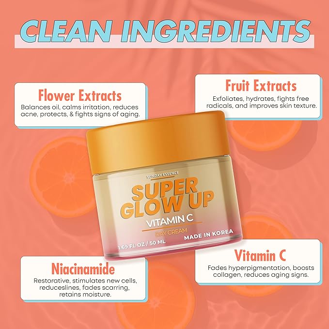 Vitamin C Day Cream - Dermatologist Tested, Anti- Aging, Korean Skin Care - Hydrates, Evens Skin Tone & Boosts Radiance - Clean Beauty, Vegan, Non-GMO, Cruelty-Free - 1.69 Fl Oz