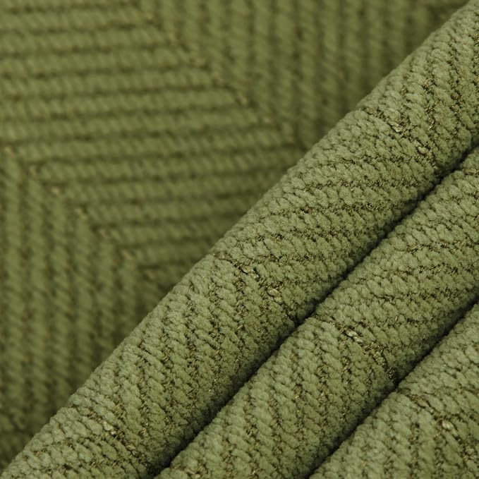 Olive Green Pillow Covers 26x26 Set of 2 Chenille Throw Pillow Covers with Elegant Design Soft and Luxurious Decorative Throw Pillows for Couch, Bed, and Home Decor