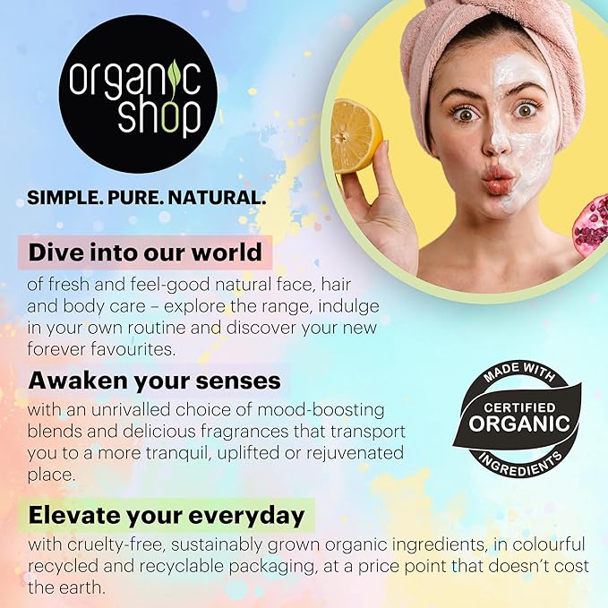 Organic Shop Matcha & Lime, Refreshing & Exfoliating Body Scrub, 100% Vegan & Organic, Daily Exfoliant, Detox & Moisturizer, Body, Face, Hand & Foot, Intensive Care & Skin Toning. 250ml.