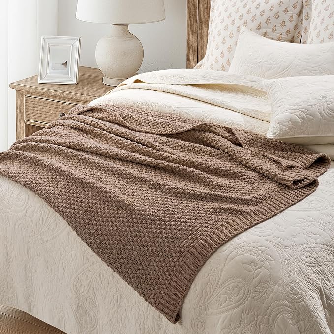 EVERGRACEHOME Chunky Chenille Knit Throw Blanket, 50 x 60, Rosewood | Sculpted Moss Stitch, Chic Modern Farmhouse, All-Season Warmth, OEKO-TEX® Certified, Elegant Blanket for Couch, Bed, Sofa