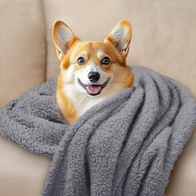 Luciphia 3 Pack Soft Sherpa Fleece Blankets for Dogs Cats Puppies,23"x16" | Fluffy Throw Blanket Washeble for Crate Bed Couch Indoor. Cozy Pet Blanket, Puppy Essentials Dog gift,Beige/Pink/Grey,Small