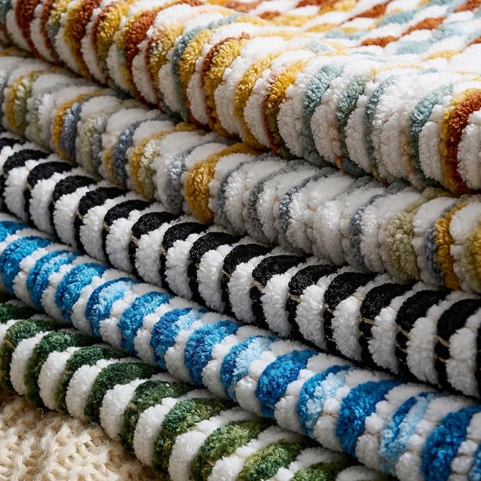 Boho Chenille Pillow Cover Decorative Tufted Pillowcase for Couch Bed Sofa Bedroom Living Room Modern 14 x 36-Inch Sky Blue