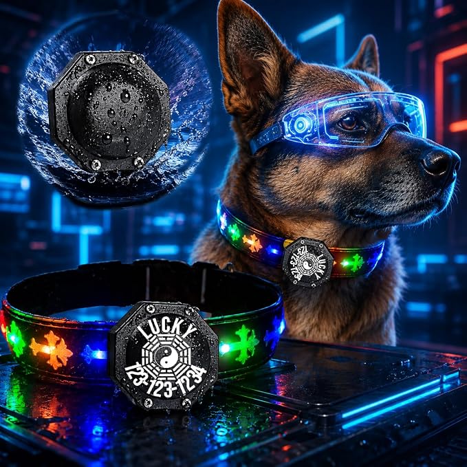 Light Up Glow Dog Collar with Holder Compatible with AirTag