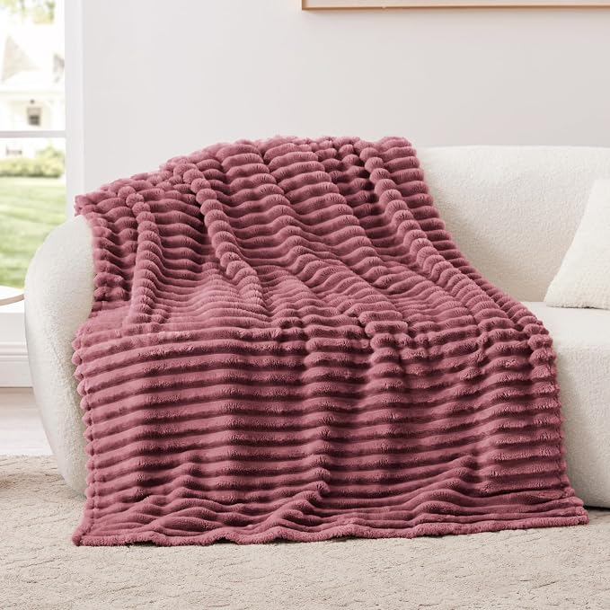 EXQ Home Gentle Soft Fleece Throw Blanket – Cozy Lightweight Blanket for Couch Bed – All-Season Warm Fuzzy Flannel Blanket for Women Mom Her – Gifts for Birthday(50"x60",Dusty Pink)