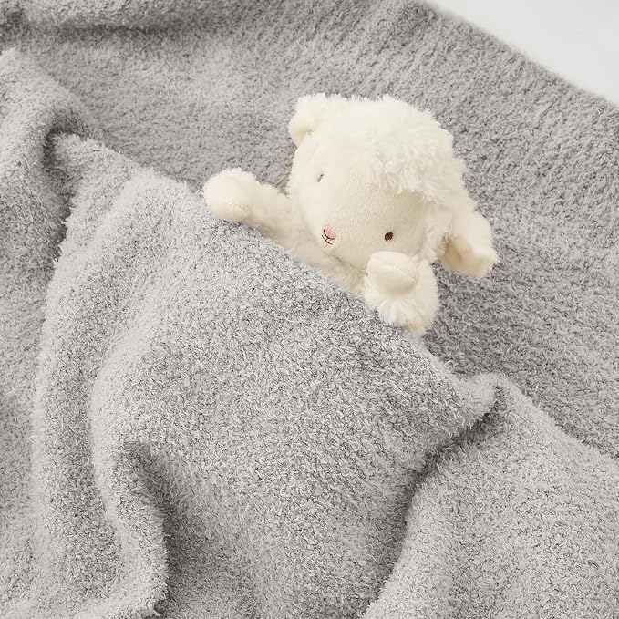 Kids Throw for Boys and Girls 30 x 40 inches, Soft Cozy Cute Swaddle Fleece Throw, Light Grey