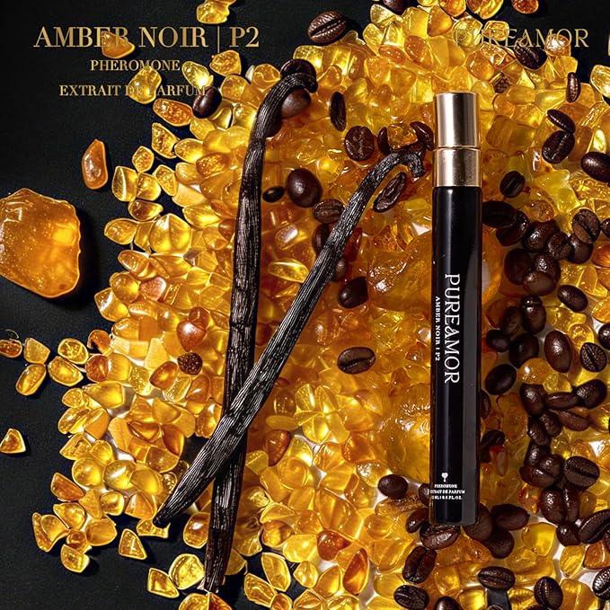 PUREAMOR Pheromone Perfume for Women, Amber Noir Extrait de Parfum – Bold Gourmand Scent with Roasted Coffee, Amber & Vanilla, Long Lasting Fragrance, 0.4 oz / 12 ml Travel Size